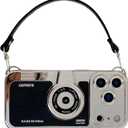 3D Vintage Camera Phone Case with Hand Strap - Unique Cool Silicone PC Shockproof Crossbody Protective Case for iPhone 17 Pro Max-Black