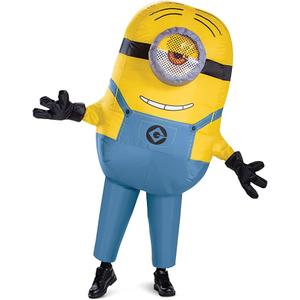 Stuart Minion Inflatable Costume for Men, Official Minions Halloween Costume, Blow Up Jumpsuit with Fan, Adult Size (42-46)