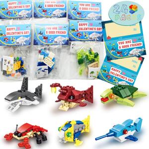 WODMAZ 24 Packs Sea Animal Building Blocks, Ocean Building Toys Set for Goodie Bags Stuffer Classroom Prizes Building Set, Kids Birthday Gifts Easter Party Favors