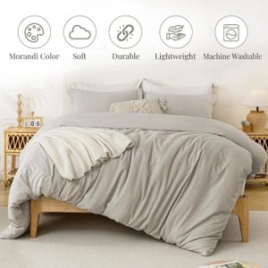 MILDLY Duvet Cover Set Morandi Color 3 Pcs KING Gray
