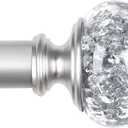 7/8 inch Curtain Rods for Windows 66 to 120 Inch, USFOOK Telescoping Splicing Drapery Rods, Decoration for Home with Silver Decorative Translucent Finials