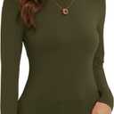 DSPSAM Plus Size Turtleneck Sweaters for Women Army Green Turtle Necks for Womens Long Sleeve Underscrub Mock Turtleneck (Army Green, X-Large)