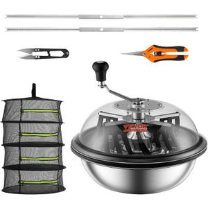 VEVOR 16inch Bud Leaf Bowl Trimmer Twisted Spin Cut with Sharp Stainless Steel Blades, Clear Visibility Cover, Foldable Herb Drying Rack & Hand Pruner VEVOR 16inch Bud Leaf Bowl Trimmer Twisted Spin Cut with Sharp Stainless Steel Blades, Clear Visibility Cover, Foldable Herb Drying Rack & Hand Pruner