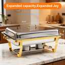 9Qt Chafing Dishes for Buffet, 4 Pack Gold 304 Stainless Steel Chafing Dish Sets, Complete Buffet Server and Warmers Set with Multiple Size Pans for Parties