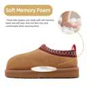 SMajong Kids Slippers Plush Warm Girls Fuzzy House Slippers Red/Brown, 35
