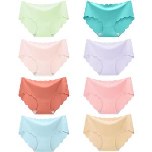 Demifill Teen Girls Seamless Underwear Tagless No Show Panties for Teens Pack of 8 Multipack (7-8 Years, Mixed Colour/005)