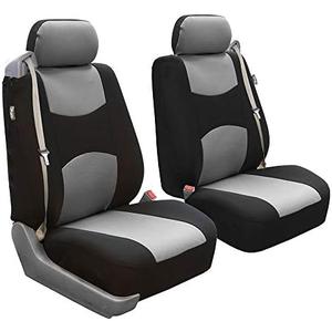 FH Group Car Seat Covers All-Purpose Built-in Seatbelt Front Set - Universal Fit for Cars, Trucks & SUVs (Gray/Black) FB351102