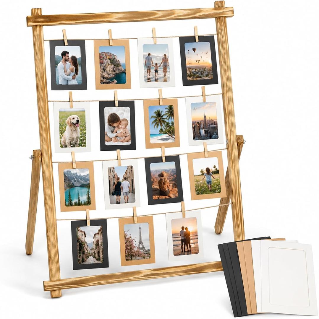 Freestanding Photo Display Board with 30 Clips