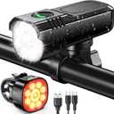 1000 Lumens Super Bright Bike Lights for Night Riding, 8+7 Modes Sturdy Aluminum Alloy Bicycle Lights Front and Rear, IP65 Waterproof & Rechargeable Bike Headlight for Cycling Electronics