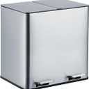 PeakPursuit Dual Trash Can with Lid, 2 X11 Gallon Large Trash Can, Step Pedal Garbage, Removable Inner Buckets, Stainless Steel Trash Can for Bathroom, Kitchen, Office