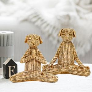 2PC Dogs Modern Home Decor Animal Statues Sculpture Figurine Room Decor Aesthetic for Desk,Coffee Table,Shelf(Gold)