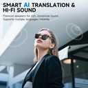 Ai Translator Smart Glasses with 144 Language Translation for Travel, Bluetooth Glasses with Built-in Speaker for Men and Women, Waterproof Sunglasses Music Playback & Hands-Free Calls, Black