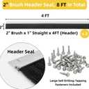 2" High-Density Nylon Bristle 8 FT Garage Door Top Brush Seal, Drill Free Header Weather Stripping with Heavy Duty Aluminum Track, Dust and Draft Protector for Roll Up, Sectional Doors