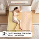 Wapaneus Heated Mattress Pad Queen Size 10 Heat Settings & Dual Control with 1-12 Hours Timer Auto Off, Deep Pocket Fits up to 18",Microfiber Bed Warmer, ETL Listed Machine Washable, 60"x80" White