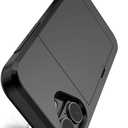 Nvollnoe Compatible with iPhone 17 Case with Card Holder Dual Layer Heavy Duty Protective Shockproof Hidden Card Slot Slim Wallet Phone Case for Women&Men 6.3 inch(Black)