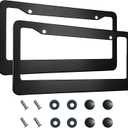 2PCS Matte Black License Plate Frames, 2 Holes Solid Aluminum License Plate Holder, Universal Car License Plate Frame for Man, Licence Plate Frame Black and Screws, by Lengnoyp