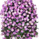 Artificial Fake Hanging Flowers with Basket for Outdoor Decoration,UV Resistant Faux Silk Light Fuchsia and Fuchsia Orchid Flowers Vines in Planter Realistic Hanging Baskets for Home Porch Garden