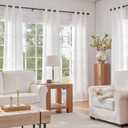 jinchan White Curtains 96 Inches Long 2 Panels for Living Room Linen Textured Grommet Curtains Light Filtering Window Drapes for Bedroom
