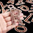 WILLBOND 37 Pieces Rhinestone Letter Stickers Large Glitter Alphabet Crystal Number Self Adhesive Bling Stickers Iron on Letters for Art Crafts Clothing DIY Decors(Rose Gold, White,2.56 Inch)