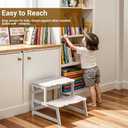 COSYLAND Toddler Step Stool with Removable Protective Side Guard Stable Kid's Learning Stool for Bathroom Potty, Kitchen, Bedroom Counter Helper with Armrest White, 39"D x 40"W x 65"H