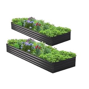 2PCS 9x3x1ft Galvanized Raised Garden Bed Kit,Metal Planter Box for Vegetables,Flowers,Herbs Durable Rust-Resistant Patio Gardening Beds,Black