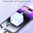 2 x USB C Charger,THREEKEY 30W GaN Fast Wall Charger Block,PD USB-C Power Adapter Compatible with iPhone 16/15/14/13/12/11 Series,MacBook Air,Galaxy S23/22/21,iPad Pro/AirBlue