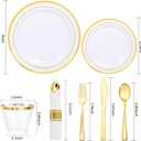 WDF Partyware 350Piece Gold Dinnerware Set for 50 Guests - Gold Plastic Plates with Disposable Cutlery - 50Dinner Plates-50Dessert Plates-50Pre Rolled Napkins with Silverware for Wedding/Mother's Day