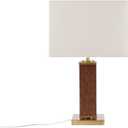 INK+IVY Table Lamp for Bedroom - Faux Leather Design Gold Accent Nightstand Lamp, Rustic Study Lamp, Clear Polarized Cord, Rotary On/Off Switch in-Line, Hawley Lamp Decor, 22" H Gold/Brown
