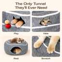 Meowfia Large Scratch-Resistant Peekaboo Cat Cave Donut Tunnel Bed Enclosure for Indoor Cats Multi-Cat Hideaway in Cute Patterns (Dark Gray)