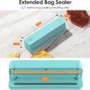 FEPPO Bag Sealer, 3000mAh Rechargeable Mini Bag Sealer with 6.2" Heating Strip, Heat Seal Portable 3 Adjustable Gears Quick Heat Sealer for Chips Snacks Candies Bags Food Storage (Green)