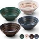 YUN TAO Ceramic Ramen Bowls Set of 4, 35 oz Large Japanese Style Serving Bowls for Salad,Udon, Soba, Pho,Pasta, Asian Soup Noodle,Suitable as Housewarming Gifts