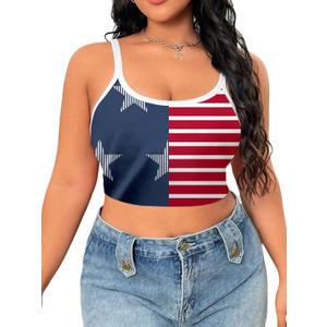 Women's Plus Size Tops USA Shirt Memorial Day Red White and Blue Patriotic Shirts American Flag Graphic Tees (XX-Large, Blue)