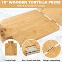 Upgraded Bamboo Wooden Tortilla Press, 10 Inch Square Tortilla Maker with 60pcs Parchment Paper, Mexican Tortillera Presser Tortillas Pataconera Dough Press(COLOR:Wood Color)
