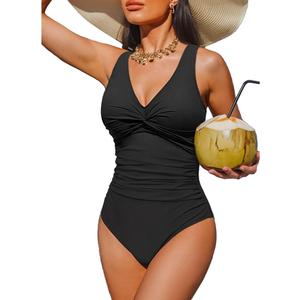 Holipick Women Tummy Control One Piece Swimsuit - Push Up Bathing Suit Full Coverage Slimming Swimwear, Size Large