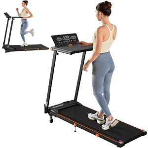 Treadmill with Incline, 3 in 1 Under Desk Treadmill Walking Pad with Removable Desk Workstation 3.5HP Foldable Compact Walking Treadmills for Home Small Office with Wristband Remote Control