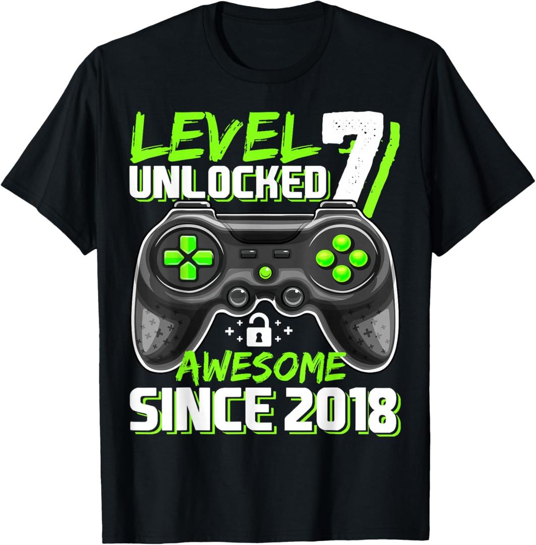 7th Birthday Boy Level 7 Gamer 7 Year Video Game Party T-Shirt