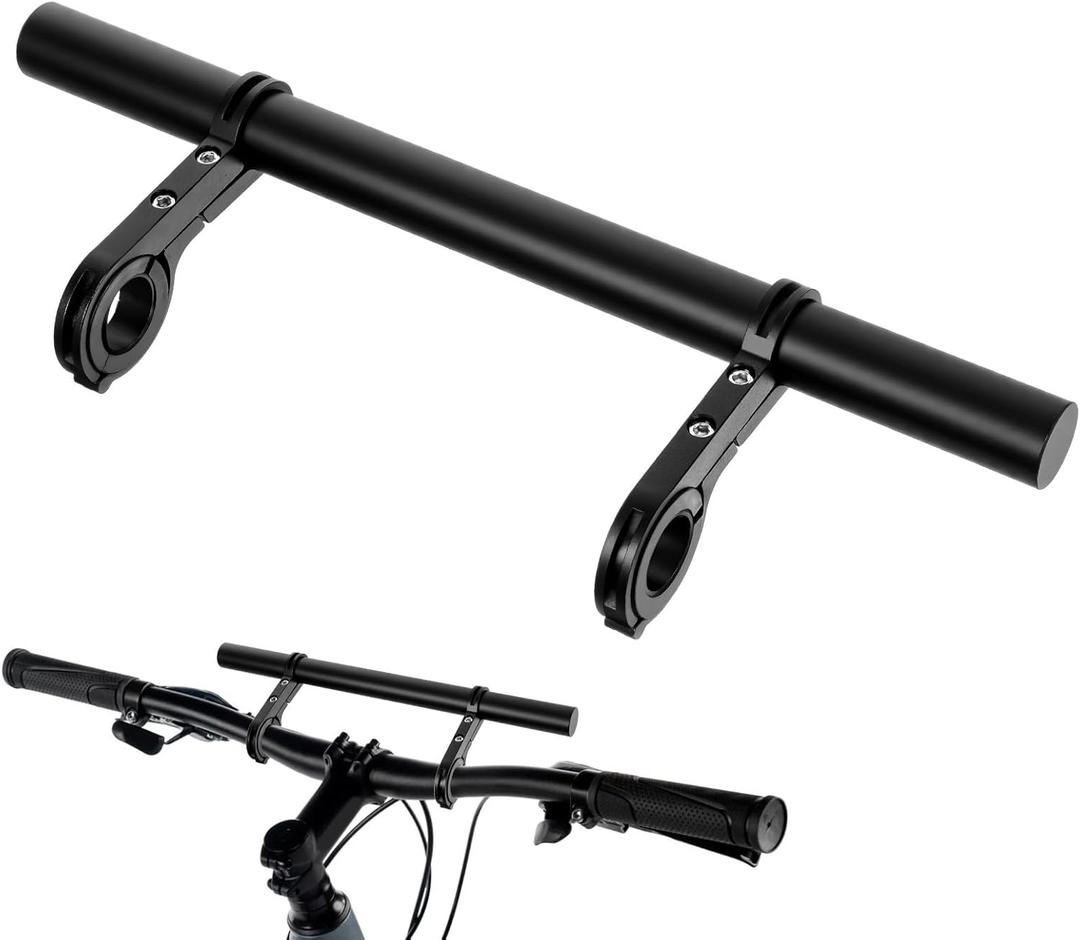 Bike Double Handlebar Extender, 11.8"(30 cm) Super Long Aluminum Alloy Cross Bar, Bicycle Handlebar Bracket Accessories for Bike Mounting Extender Bars Motorcycle Scooter Lights Phone Mount