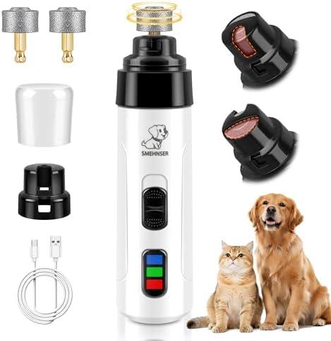 PleySyncz Silent Dog Nail Grinder, Cordless Grooming Pro Nail Grinder, USB Rechargeable Pet Nail Grinder, Painless Paws Grooming for Small Medium Large Dogs & Cats (2 Replacement Heads)