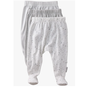 Butterblu Unisex-Baby Fallon 3-Pack Footed Pants 100% Organic Cotton Bottoms for Baby Boys & Girls, 3-6M