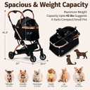 Dog Strollers for Small Dogs and Cats, 3-in-1 Pet Stroller with Removable Carrier, 4 Wheels One-Hand Fold Travel Carriage with Storage, Cup Holder and Car Seat, Black