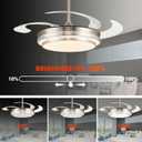 48 Inch Retractable Ceiling Fans with Lights, Modern Fandelier Ceiling Fan with Remote and App Control, 3 Color Dimmable, 6 Speeds Reversible, for Bedroom/Living Room/Office (Brushed Nickel)