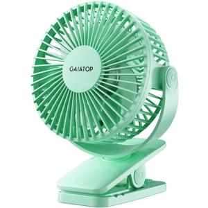Gaiatop Portable Clip on Fan Battery Operated, Small Powerful 3 Speed Quiet 360 Rotate, USB Rechargeable Mini Personal Cooling Fan for Desk Table Home Office Stroller Camping Women Gifts Green