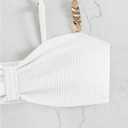 MakeMeChic Women's Bikini Sets Ruched Rib Knitted Spaghetti Strap Cheeky Swimsuit Bathing Suit (White, XL)