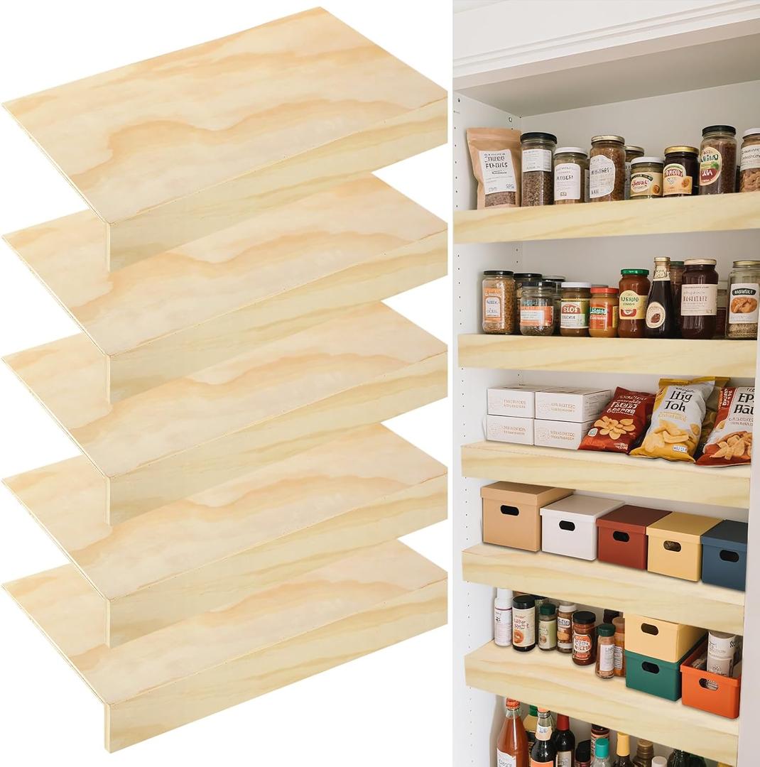 5 Pack Wooden Shelf Covers 24 x 12 Inch,Wire Rack Covers for Pantry Wood Shelf Liners-0.25 inch Thick,Weight Removable Wood Shelf Covering for Closet Kitchen Pantry Bathroom Office