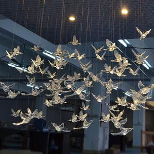 Ceiling Decoration Flying Bird Lifelike DIY Hanging Decorative for Kindergarten Shopping Mall Bedroom Party Christmas Tree (Transparent)