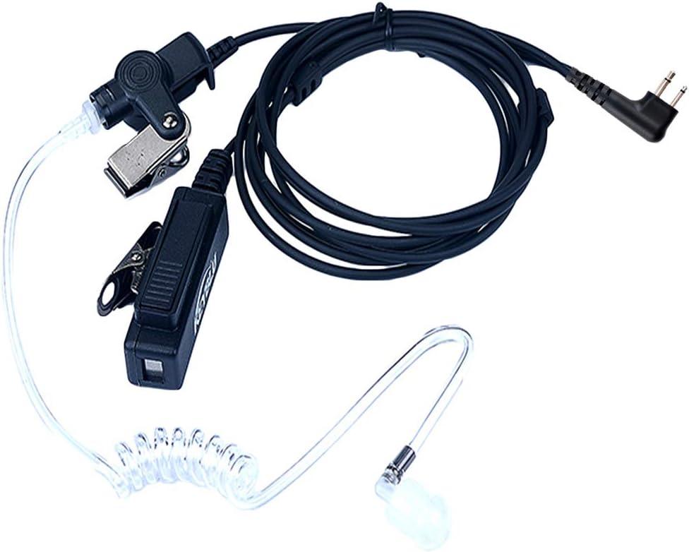 2-Wire Acoustic Tube Earpiece/Headset with PTT and Mic Surveillance Kit for Motorola Walkie Talkie CP200 CLS1110 CLS1413 CLS1450 Radio