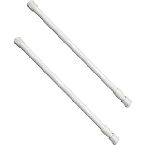 Tension Rod,Extendable Curtain Poles,30-50cm Extendable Hanging Bar,No Drill Spring Net Voile Curtain Tension Pole Adjustable Telescopic Rods Extendable for Kitchen (White,2Pcs)