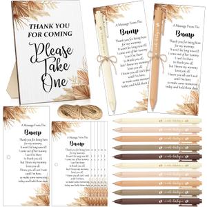 Sintuff 50 Set Baby Shower Favors for Guest 1 Thank You for Coming Sign 50 Ballpoint Pens 50 Thank You Cards with Twine Baby Shower Return Gifts for Gender Reveal(Retro Colors,Boho)