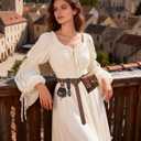 4Pcs Renaissance Accessories Renaissance Costume Women Pirate Belt with Bag Pouch Keychain Medieval Costume Women for Cosplay (Brown)