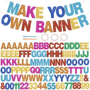 BEISHIDA 116 PCS A-Z DIY Letter Banner Kit Make Your Own Banner Including 111 Letters and Numbers 3 Rope and 2 Threading Device,Customized for Birthday Graduation Wedding Decor Colorful